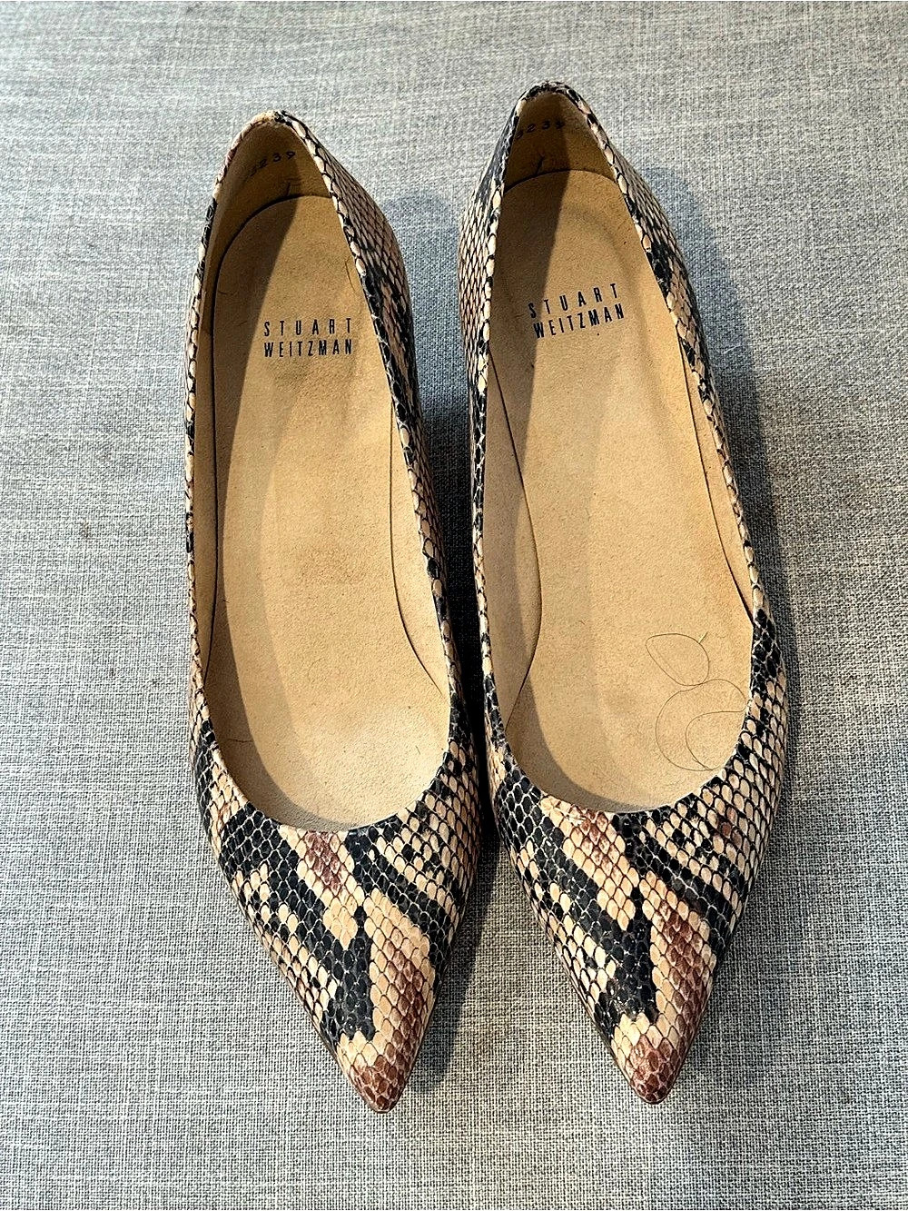 Stuart Weitzman Women's Snakeskin-Print Heels US 7.5
